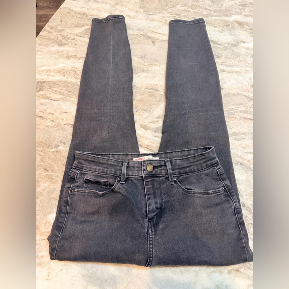 Levi’s Signature Skinny Jeans W26 L30 Faded Black Gray Stretch Denim